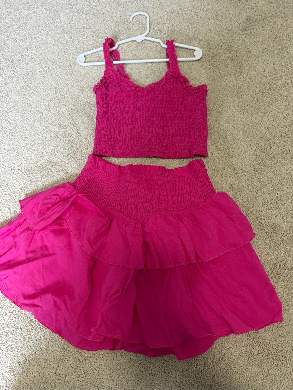 Katie J Girls Hot Pink Ruffle Two-Piece Dress Set- size M